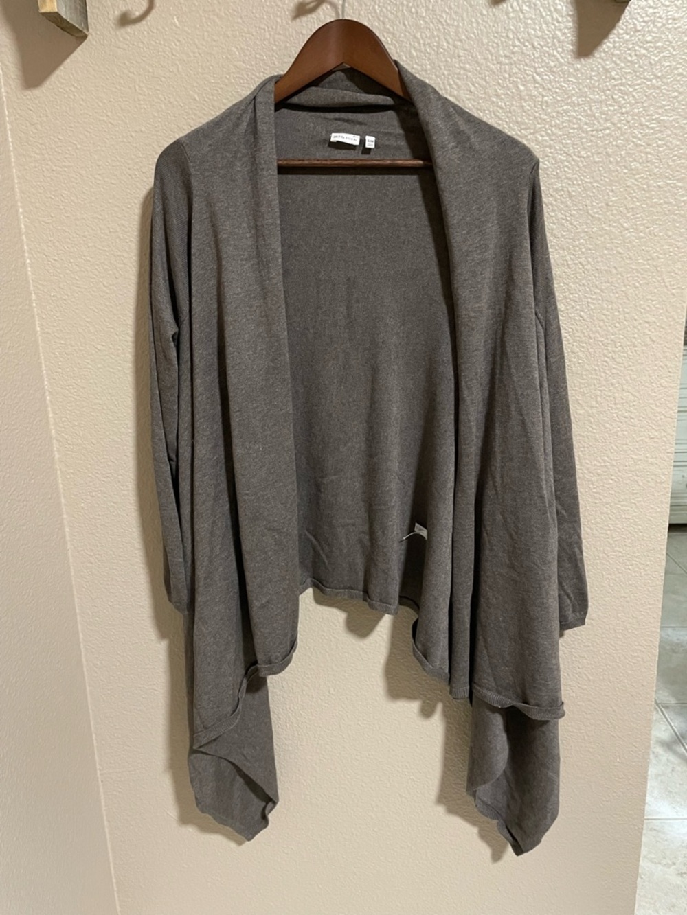 24/7 by Soma cozy Open-Front Cascade Cardigan - Taupe